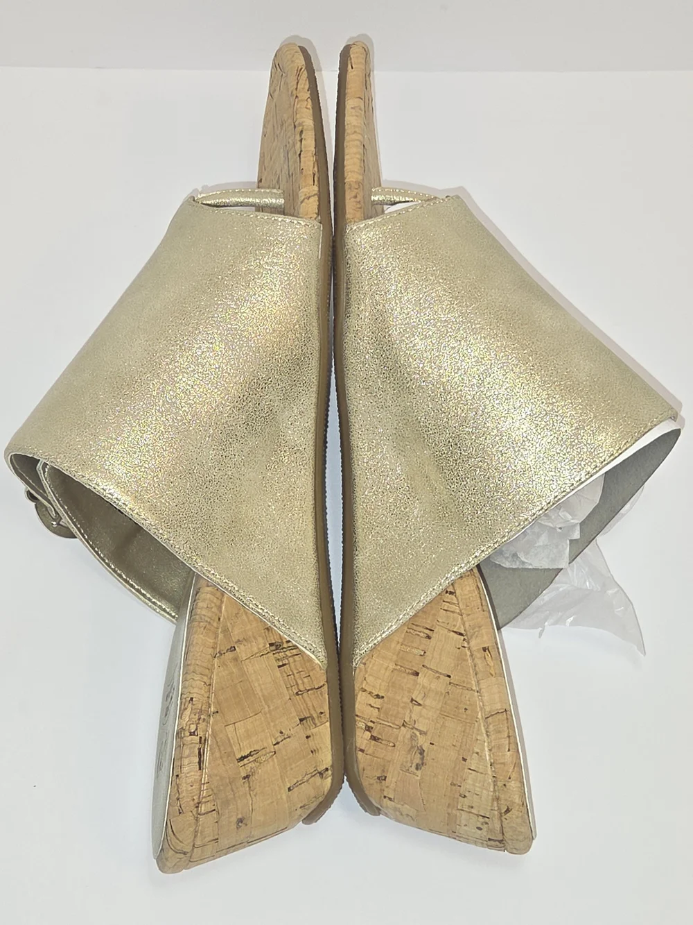 Impo Platino Giselle Metallic Gold Cork Wedge Slide with Silver Buckle - Picture 7 of 13